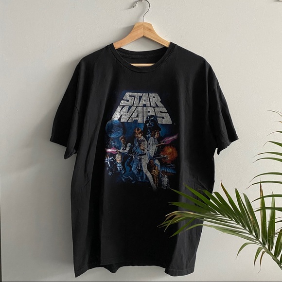 Black Y2K Star Wars Short Sleeve Shirt - Picture 1 of 3